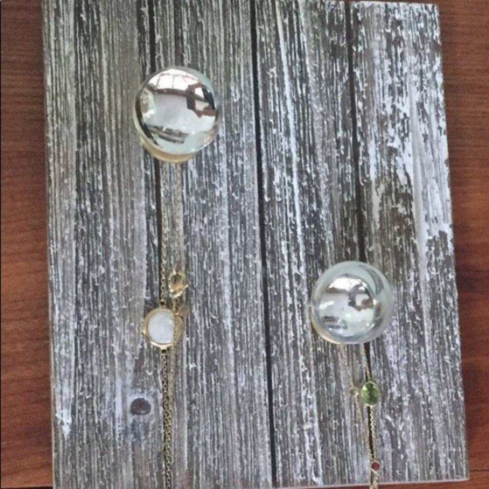 Small rustic necklace hanger with glass knobs